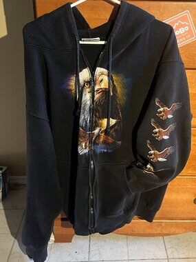 Vintage The Roxx Eagle Graphic Zip-Up Hoodie